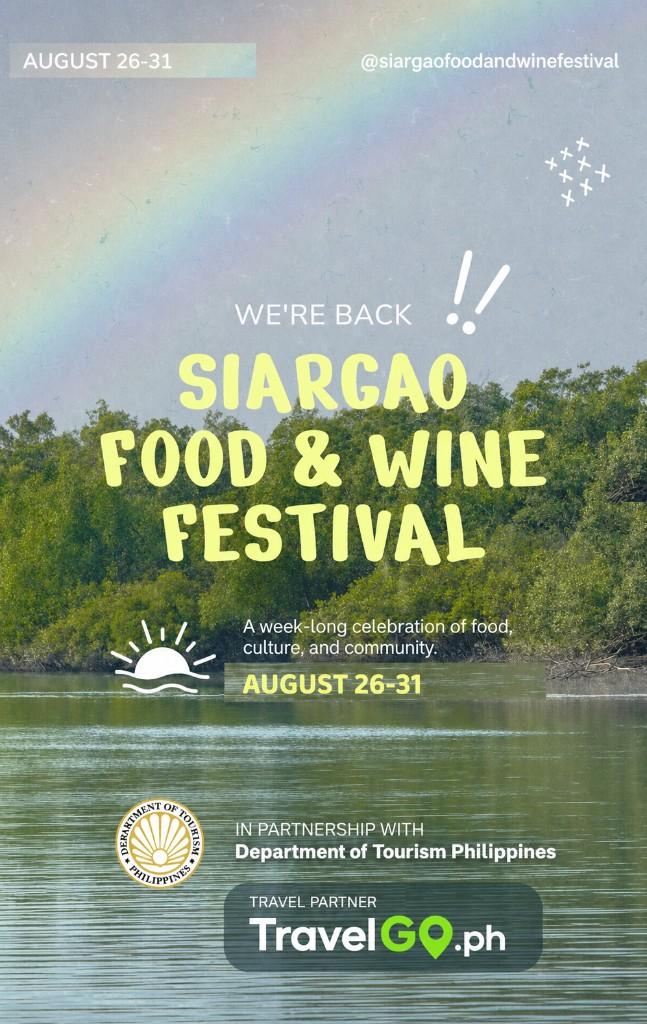 Siargao Food and Wine Festival August 26–31, 2026 — week-long celebration poster