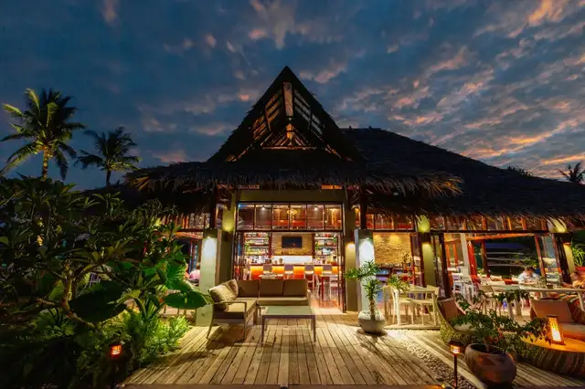 Premium tropical restaurant and bar at twilight in Siargao